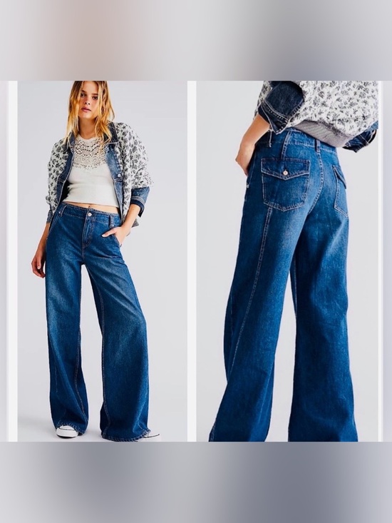 We The Free Denim - We The Free Harlow Mid- Rise Wide Leg Jeans 28 B09